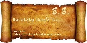 Beretzky Benáta névjegykártya